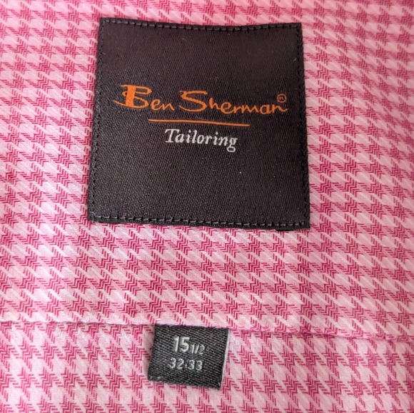 Ben Sherman Pink Houndstooth Dress Shirt Neck Size 15.5 - Picture 9 of 9